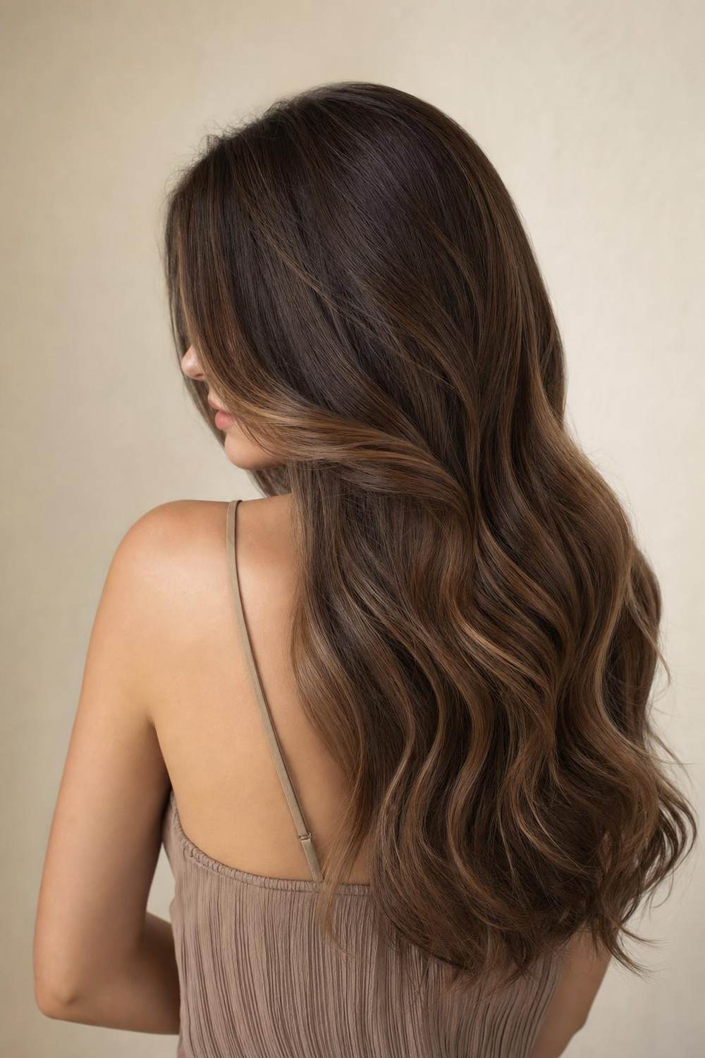 A close-up of finished hair styling.